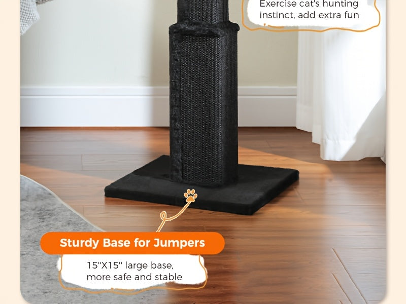 Multi-Tier Sisal Cat Scratching Post Tower with Dangling Ball - 18.9" & 32" Indoor Cat Tree for Energetic Cats, Sturdy Tiered Design, 6 Colors
