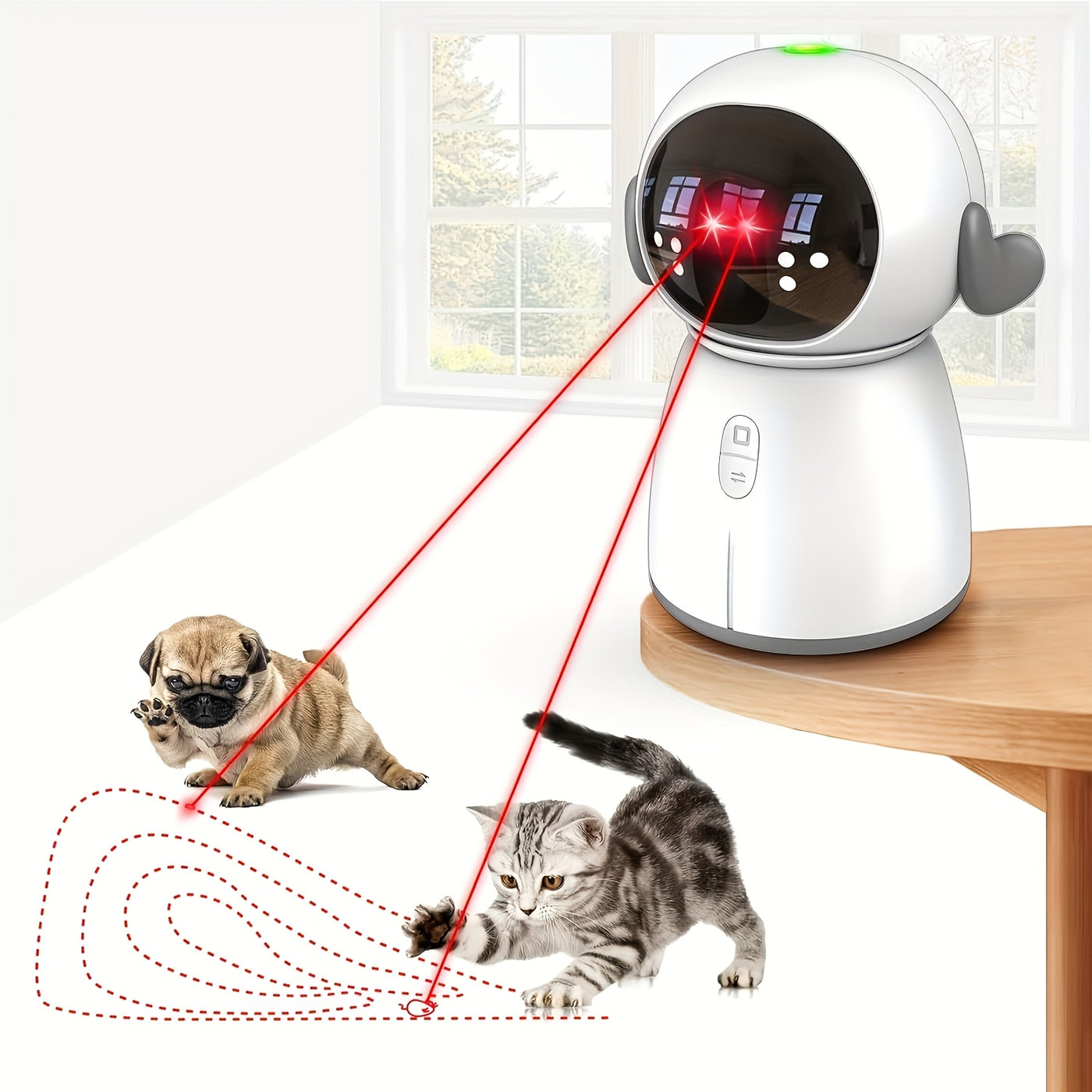 Automatic Cat Laser Toy with Dual Laser & Motion Sensor – Rechargeable Interactive Toy, 3 Speed Modes, Adjustable Head, Indoor Cats & Kittens