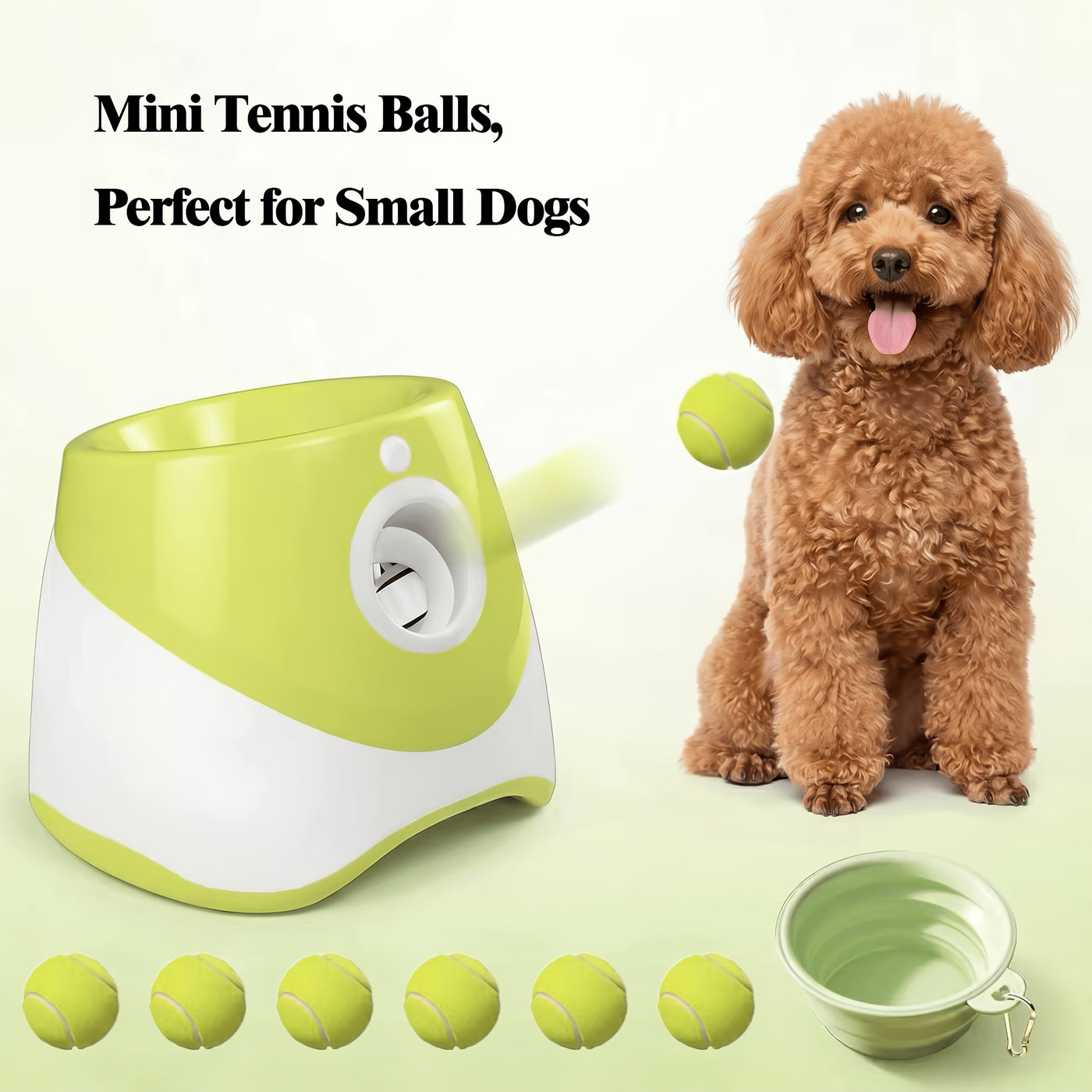 Automatic Dog Ball Launcher with Adjustable 10-30ft Range – Interactive Fetch Toy for Small & Medium Dogs with ETPU Balls & Foldable Water Bowl, Indoor/Outdoor