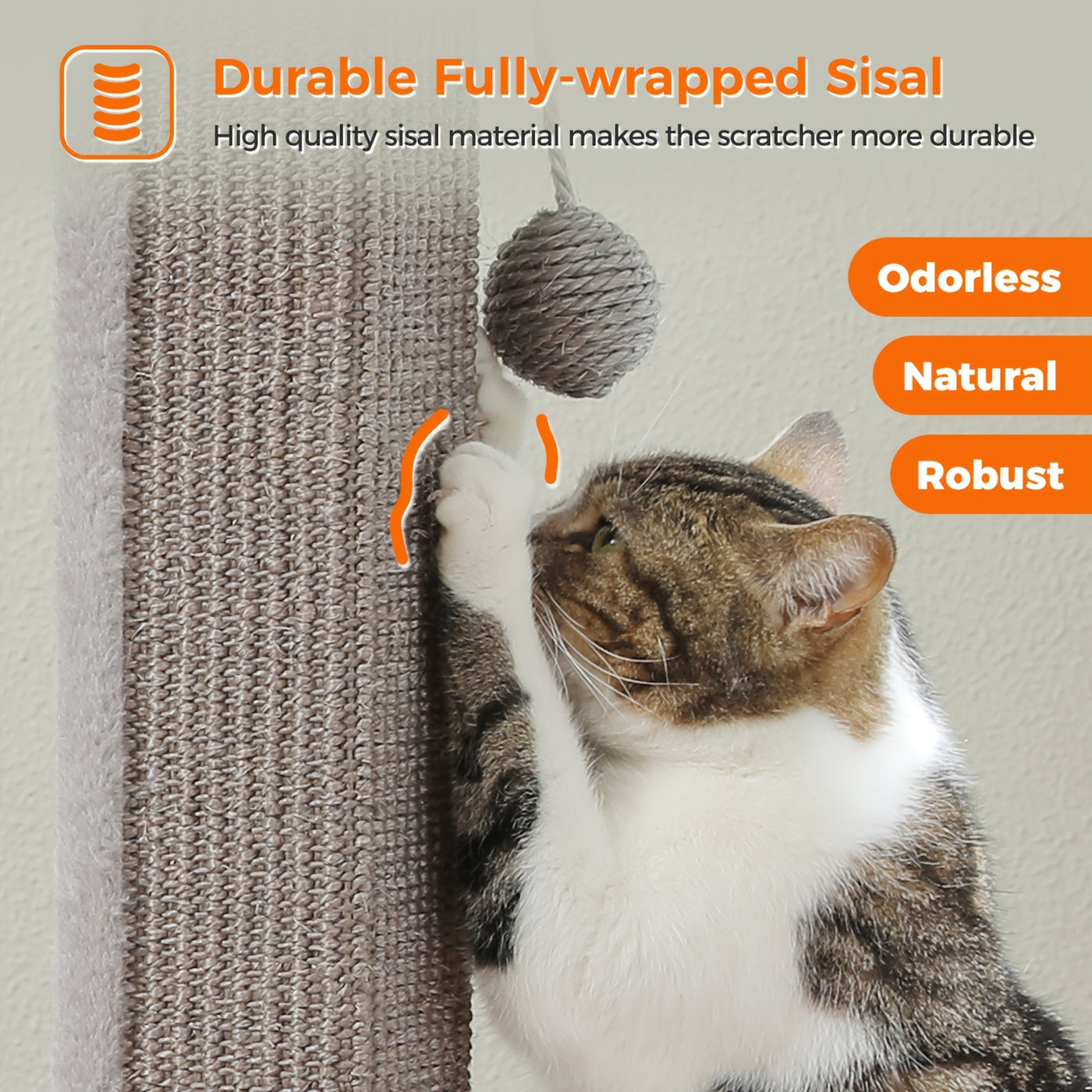 Multi-Tier Sisal Cat Scratching Post Tower with Dangling Ball - 18.9" & 32" Indoor Cat Tree for Energetic Cats, Sturdy Tiered Design, 6 Colors