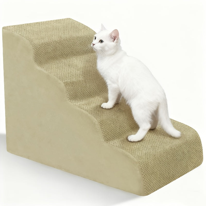 Dog Stairs for Small Dogs - Extra Wide High Density Foam Pet Steps with Non-Slip Bottom, Soft Cushioned Ramp for High Beds Couch Sofa, 2/3/4 Steps for Elderly & Injured Dogs