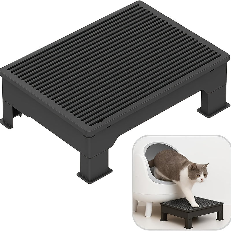 Cat Litter Box Step Ramp Adjustable 3.5" & 6" Non-Slip Litter Trapper Platform for Kittens Senior Cats Automatic Litter Boxes