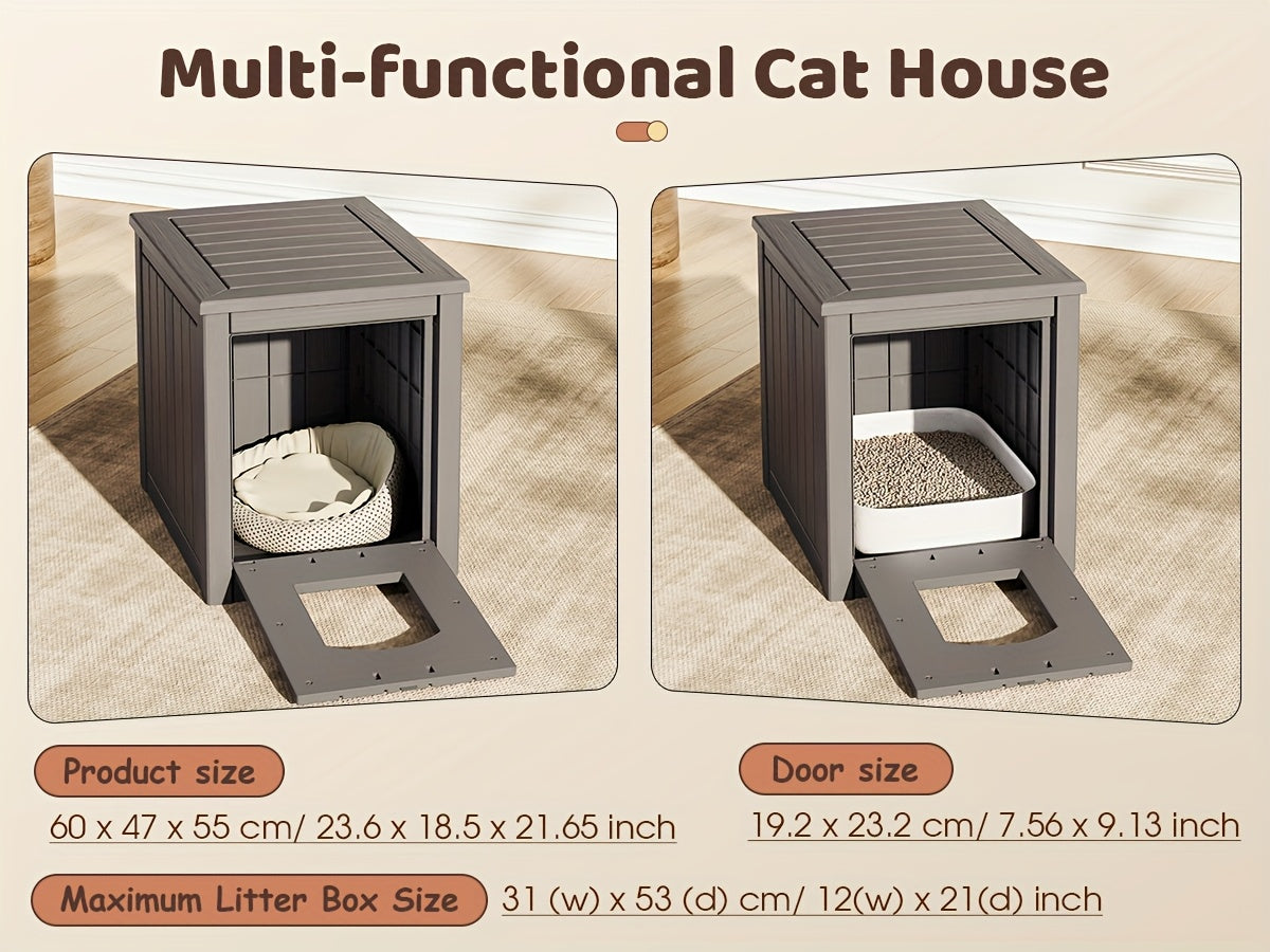 Large Cat Litter Box Odor Control Ventilated Resin Easy Clean Indoor Outdoor Pet House for Cats and Small Dogs