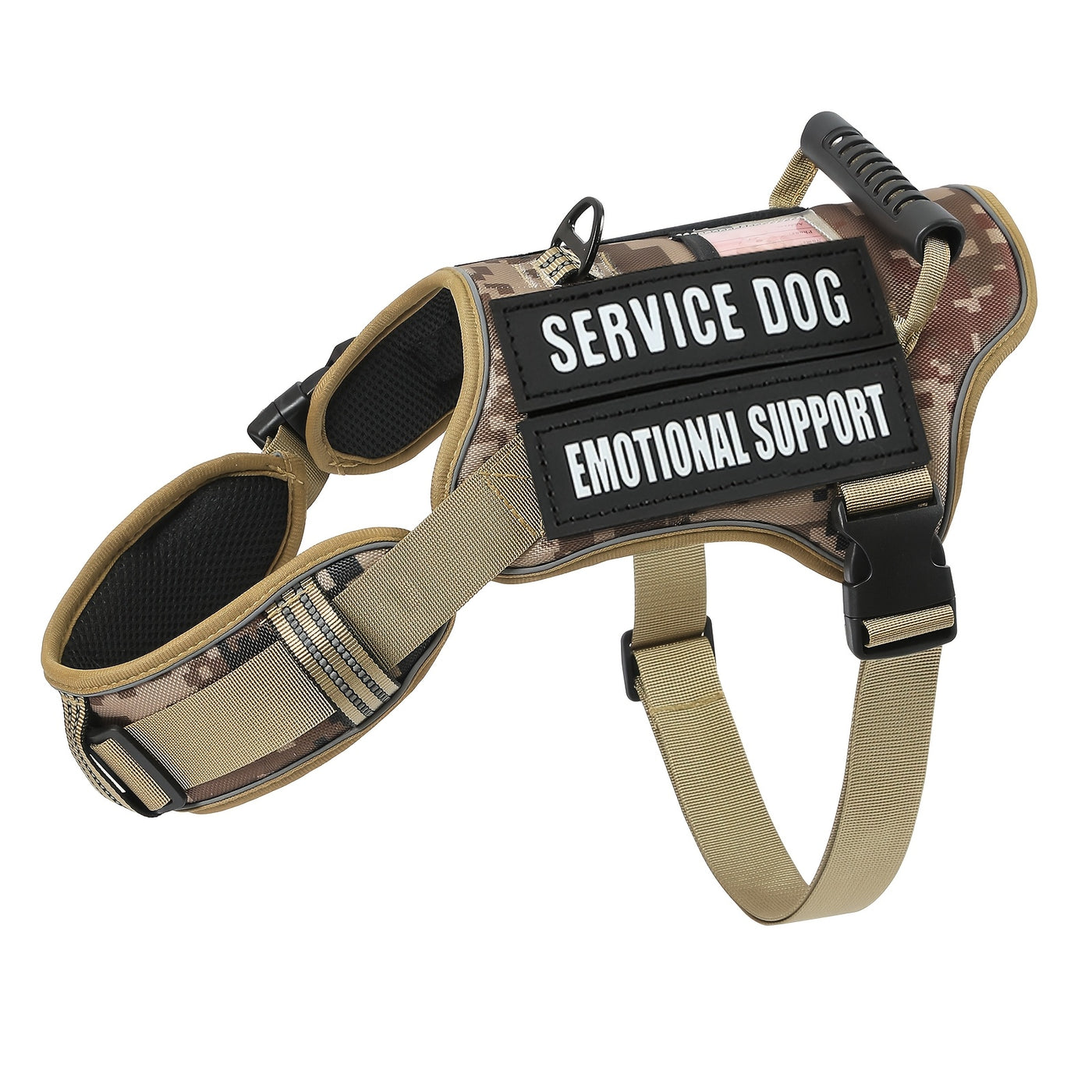 Tactical Dog Harness MOLLE with Control Handle S-L - Adjustable Reflective No-Pull Pet Vest for Walking & Training, No Choking, Khaki Linen Black Red Blue Sky Blue