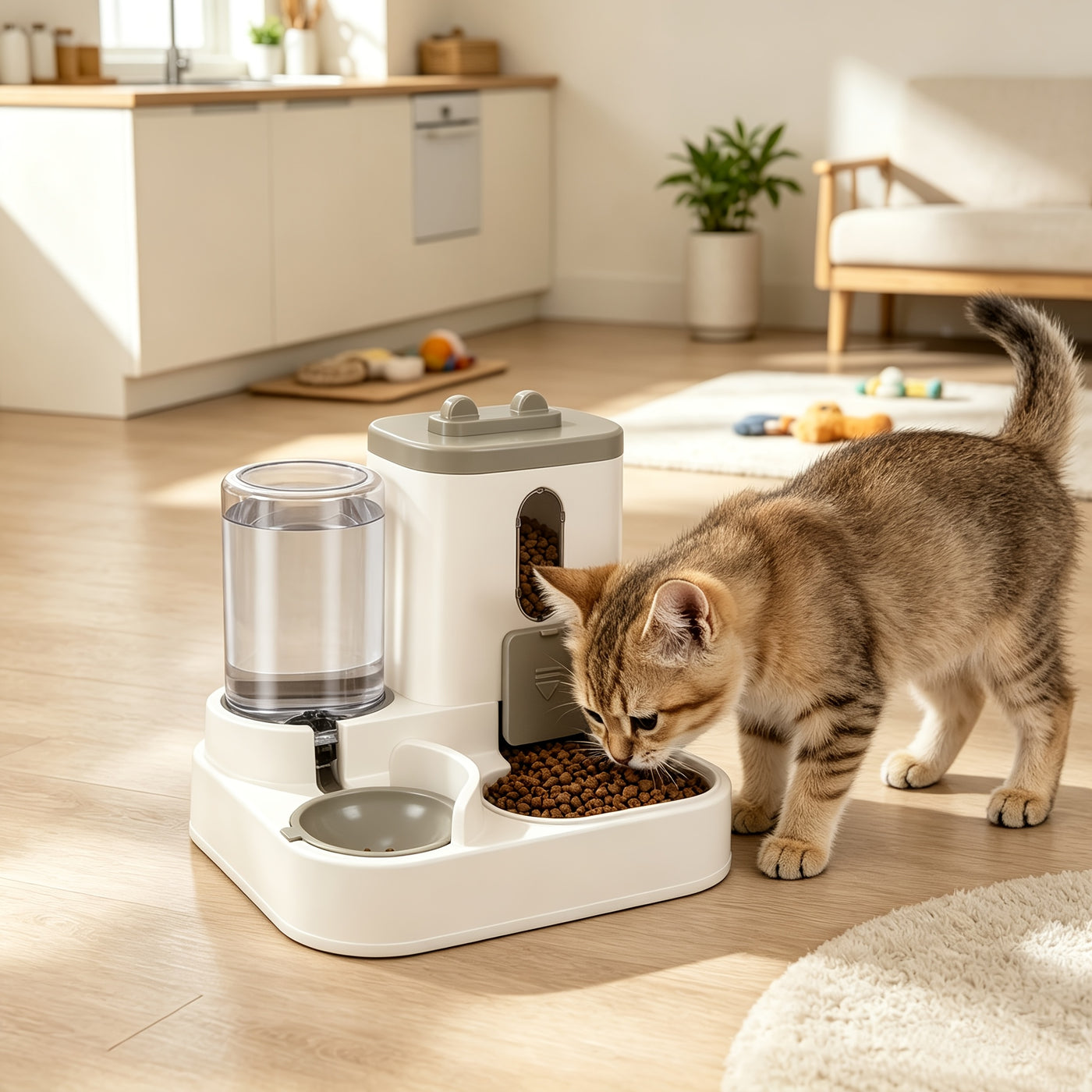 2-in-1 Automatic Pet Feeder for Cats & Dogs – Non-Electric Space-Saving Gravity Bowl, Easy Clean, Multi-Pet Family Dual Feeding Station