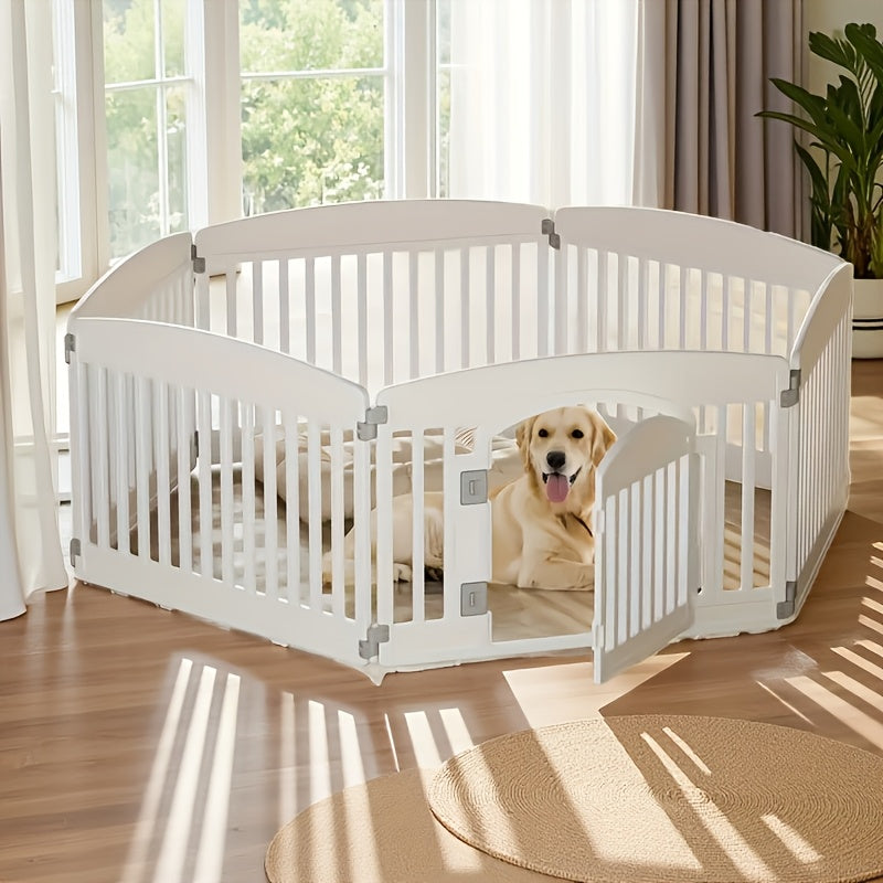 4 & 6 Panel Dog Pen with Non-Slip Bottom & Safety Locking Door - Portable Expandable Indoor Outdoor Puppy Pen for Medium Dogs, Lightweight Durable Pet Fence