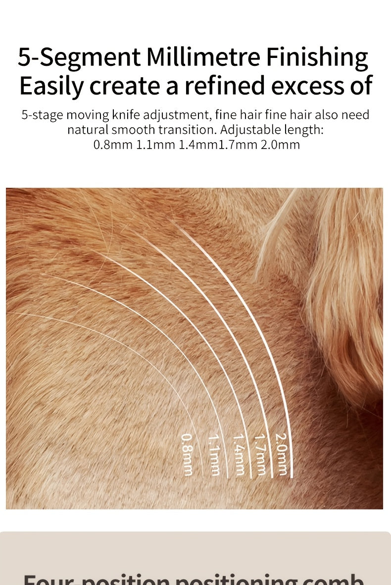 Rechargeable Pet Grooming Clippers with LED Display – Low Noise Cordless Dog & Cat Hair Trimmer, Detachable Blades, 4 Guide Combs, USB Charging