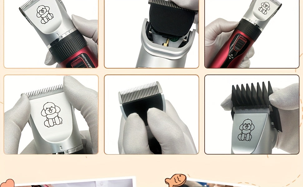 Professional Dog Grooming Kit – USB Rechargeable Electric Clippers with Ceramic Blades, Brush & Comb Set for Dogs & Cats, Multiple Colors & Beauty Sets