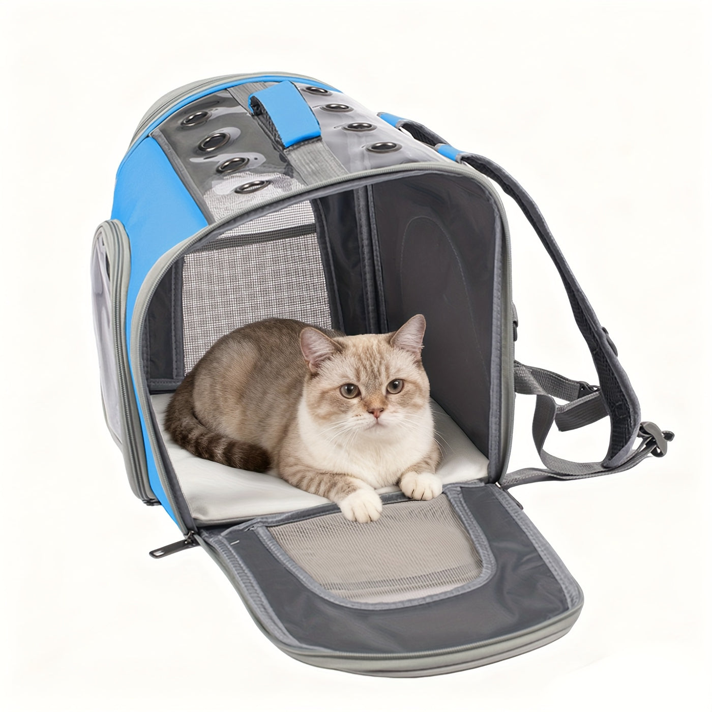 Breathable Cat Backpack Carrier with Mesh Window & Front Opening – Foldable Soft-Sided Pet Backpack for Hiking, Walking & Travel, Fits Cats & Small Dogs