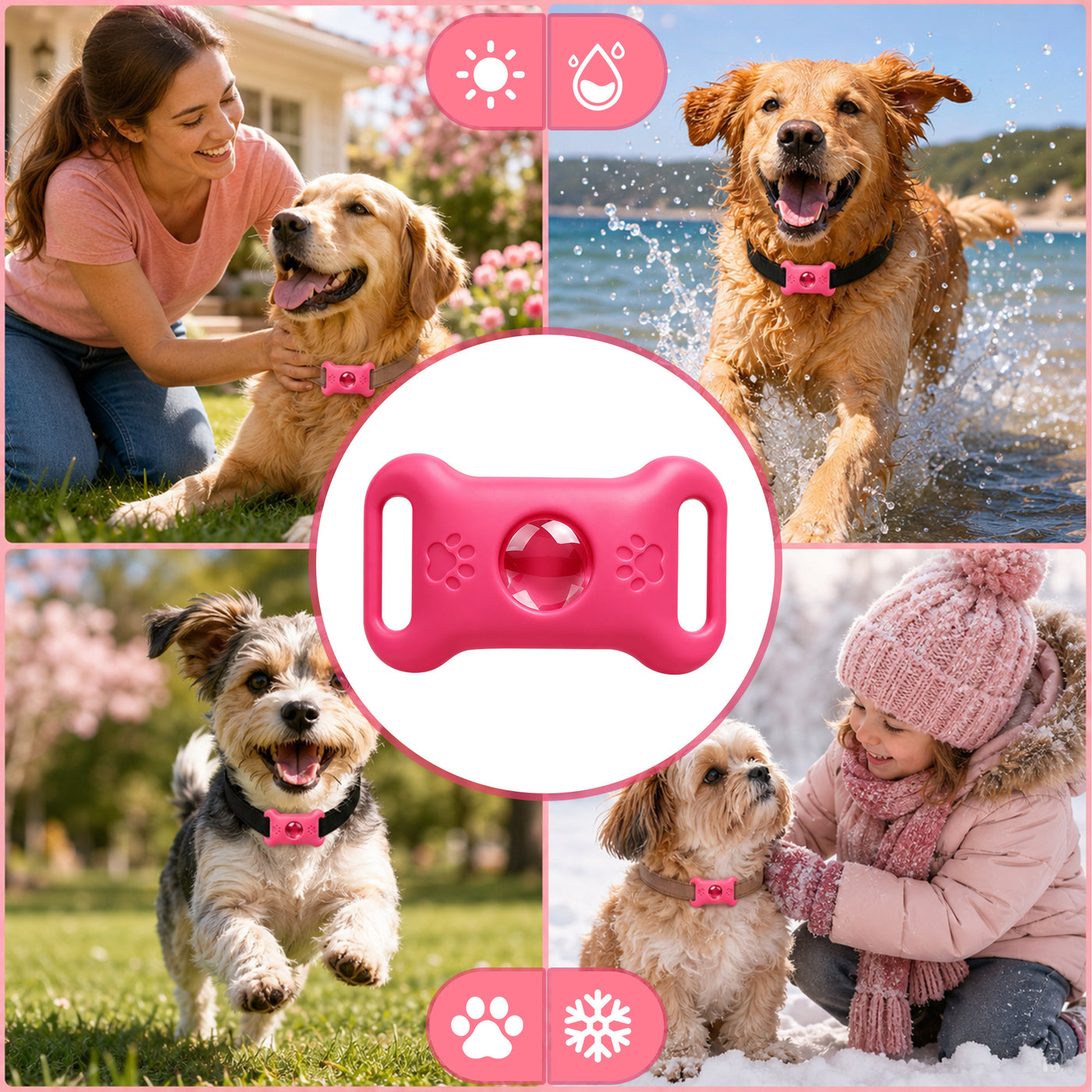 Dog Essential Oil Tag Pink – Aluminum Box with 3 Aromatherapy Capsules & 1 Collar | Calming Diffuser Dog Tag for Anxiety Relief