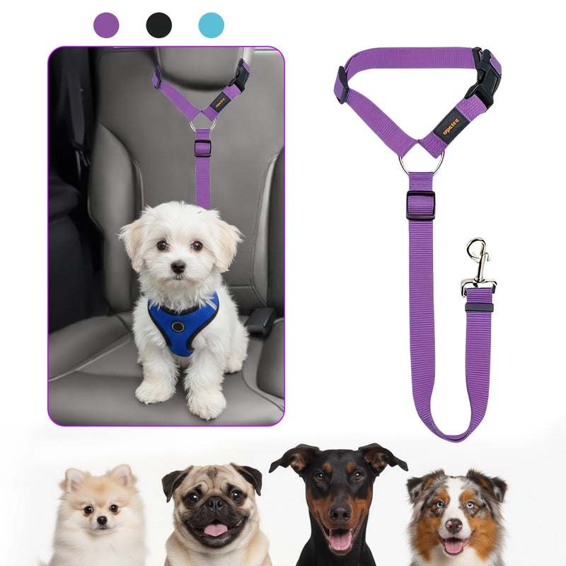 Dog Seat Belt for Car – Adjustable Pet Car Safety Tether Leash with Buckle Attachment for Secure Vehicle Travel, Compatible with Most Cars for Small Medium Large Dogs