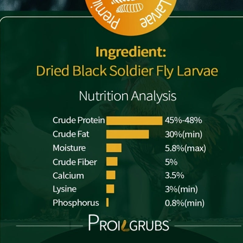 Dried Black Soldier Fly Larvae Chicken Treats – Non-GMO High Protein BSFL Grubs for Backyard Chickens, Stronger Egg Shells & Feather Growth, Layers Broilers Chicks, 5 / 10 / 20 / 30 / 33 lb
