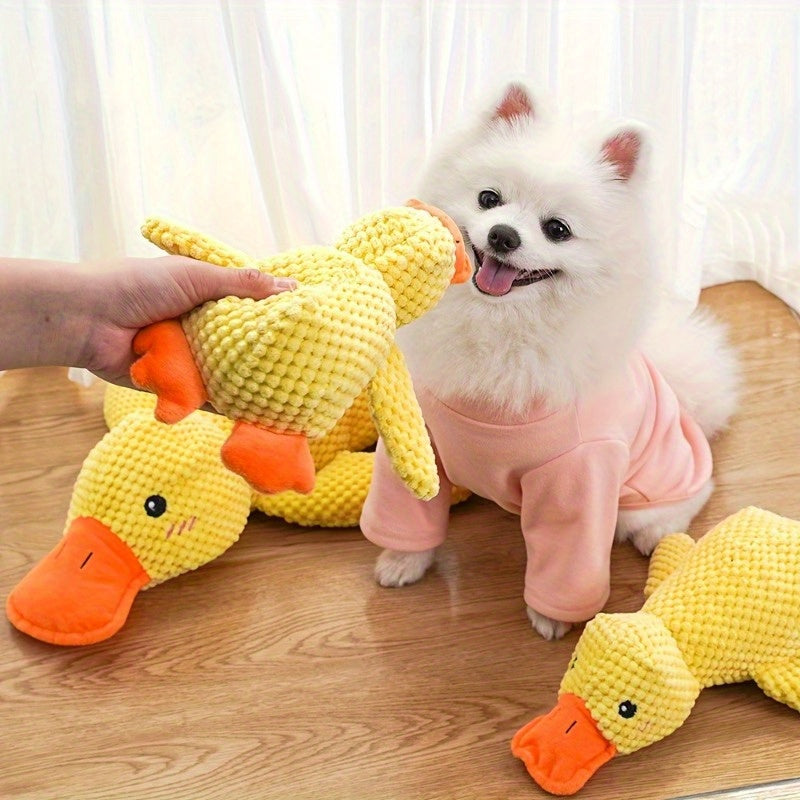 Large Squeaky Plush Duck Dog Toy – Bite-Resistant Soft Chew Toy for Puppies & Large Breed Dogs, Durable Stuffed Animal Teething Toy for Golden Retrievers, Corgis, Pomeranians & All Breeds