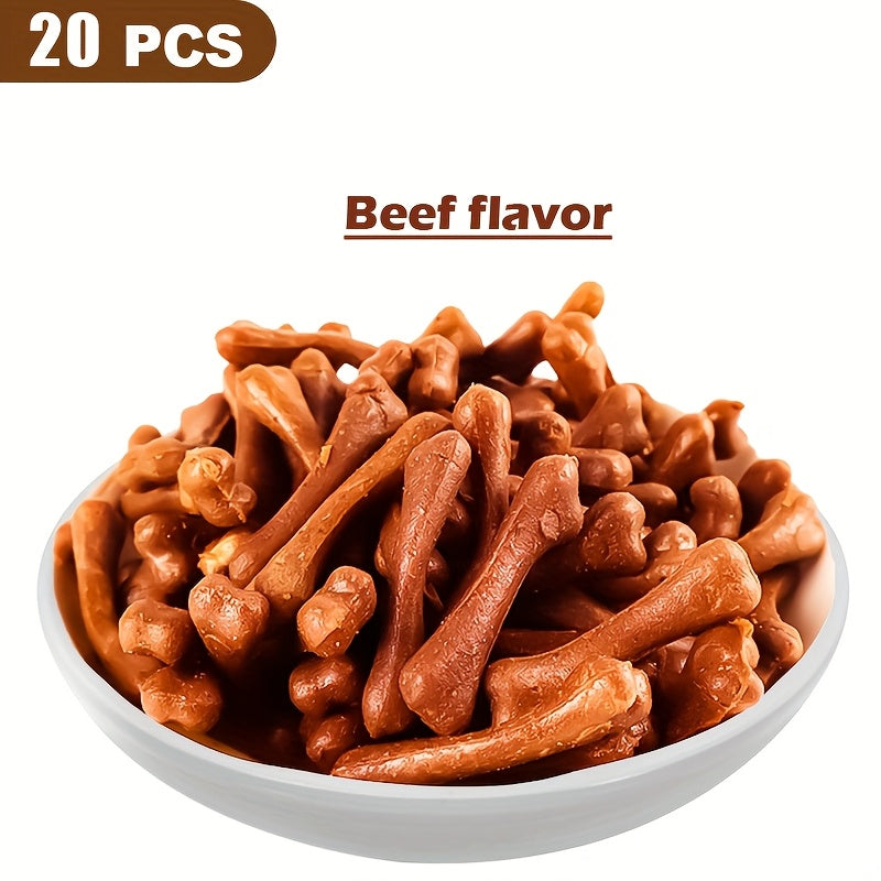 Dog Chew Bones 20pcs for Small Medium Large Dogs – Calcium Enriched Dental Sticks Teeth Cleaning Bite-Resistant Puppy Adult Treats