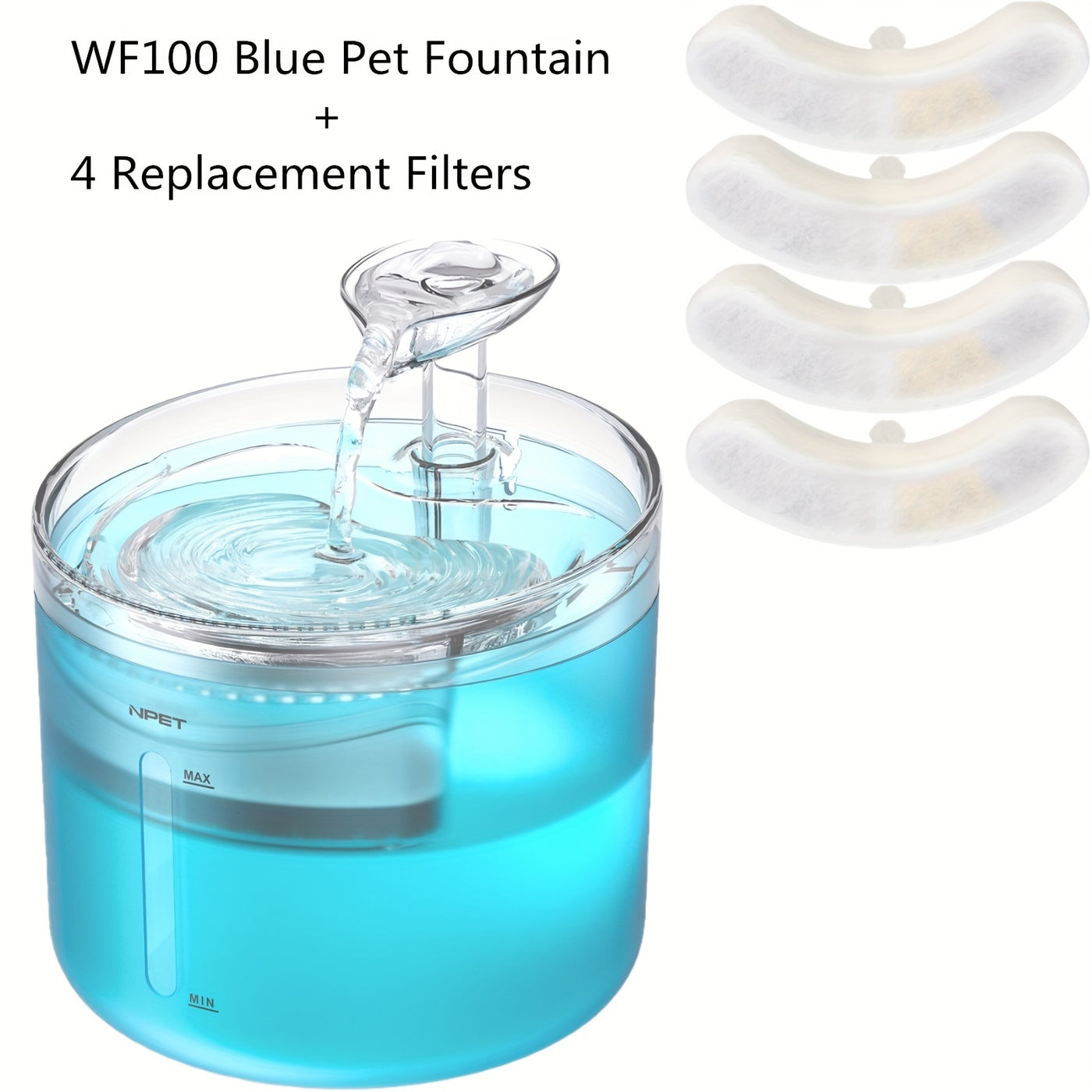 Cat Water Fountain 54oz Ultra Silent – LED Light USB Automatic Drinking Fountain with Triple Filter for Indoor Cats & Small Dogs