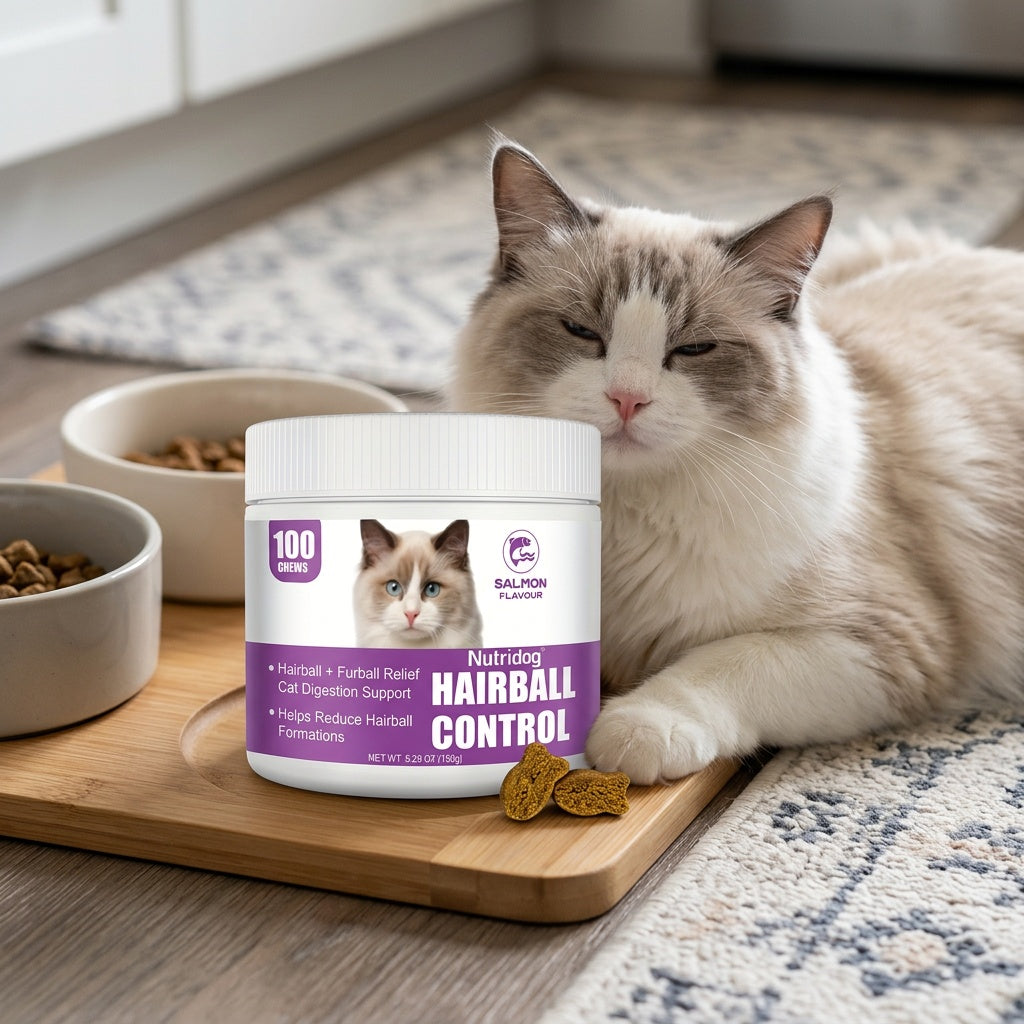 Cat Hairball Control Soft Chews 100ct – Digestive Support Supplement for Cats, Salmon Flavor, Herbal Formula