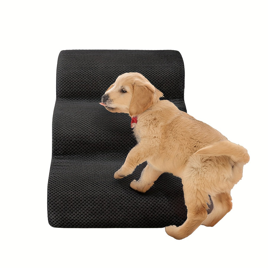 Dog Stairs for Small Dogs - Extra Wide High Density Foam Pet Steps with Non-Slip Bottom, Soft Cushioned Ramp for High Beds Couch Sofa, 2/3/4 Steps for Elderly & Injured Dogs