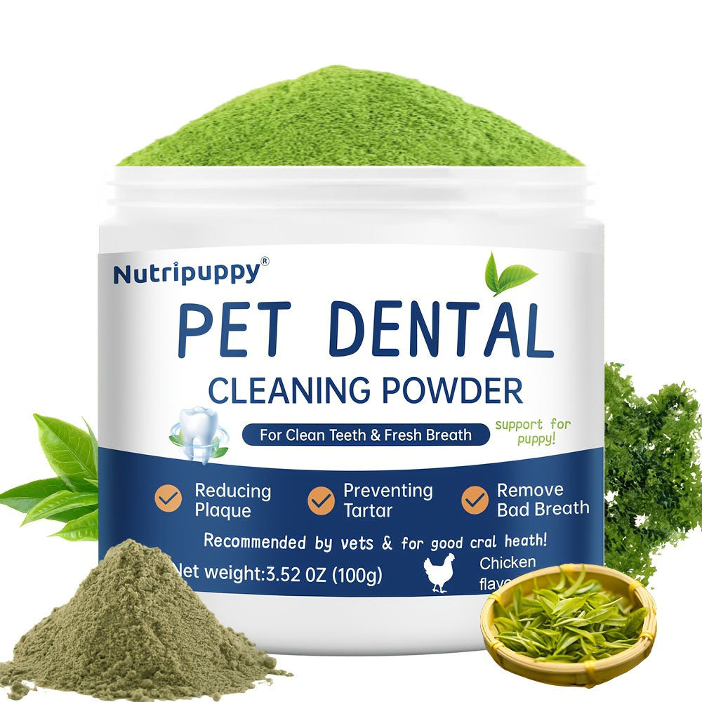 Pet Dental Powder for Dogs and Cats 100g – Plaque Off Tooth Cleaning Powder and Bad Breath Remover