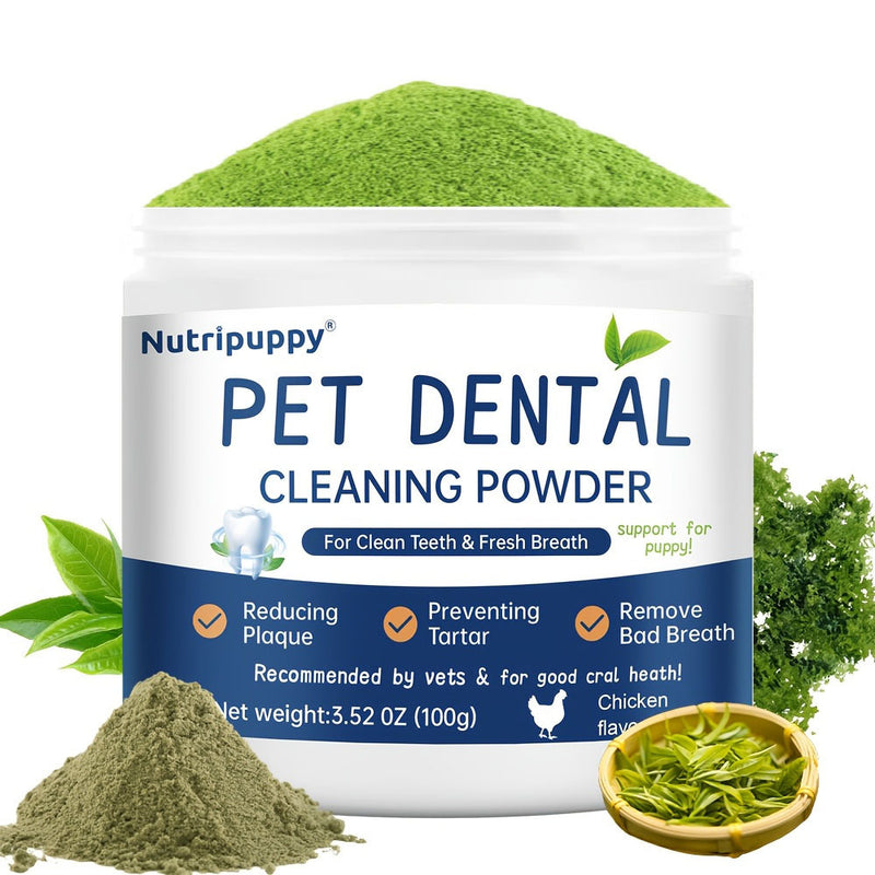 Pet Dental Powder for Dogs and Cats 100g – Plaque Off Tooth Cleaning Powder and Bad Breath Remover