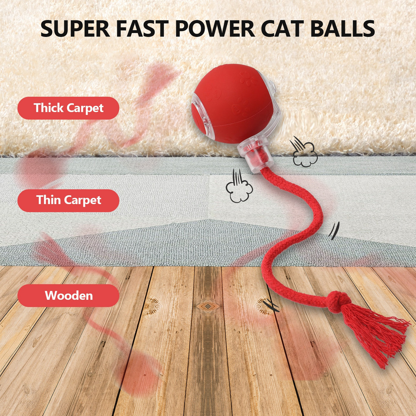 Motion-Activated Smart Cat Toy 2-Pack USB Rechargeable with Bird Sounds Colorful Lights - Interactive Self-Play for Indoor Cats & Kittens