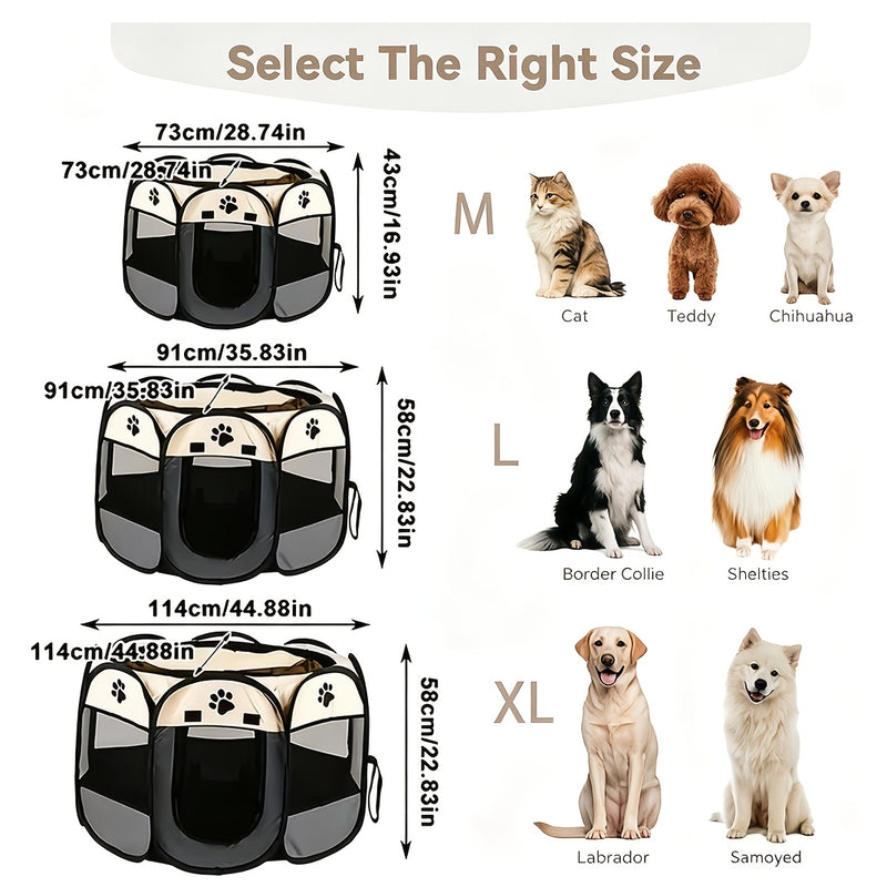 Foldable Octagonal Pet Enclosure Tent for Cats & Dogs - Scratch-Resistant Oxford Fabric, Open Top, Portable Indoor Outdoor Playpen for Kittens Puppies