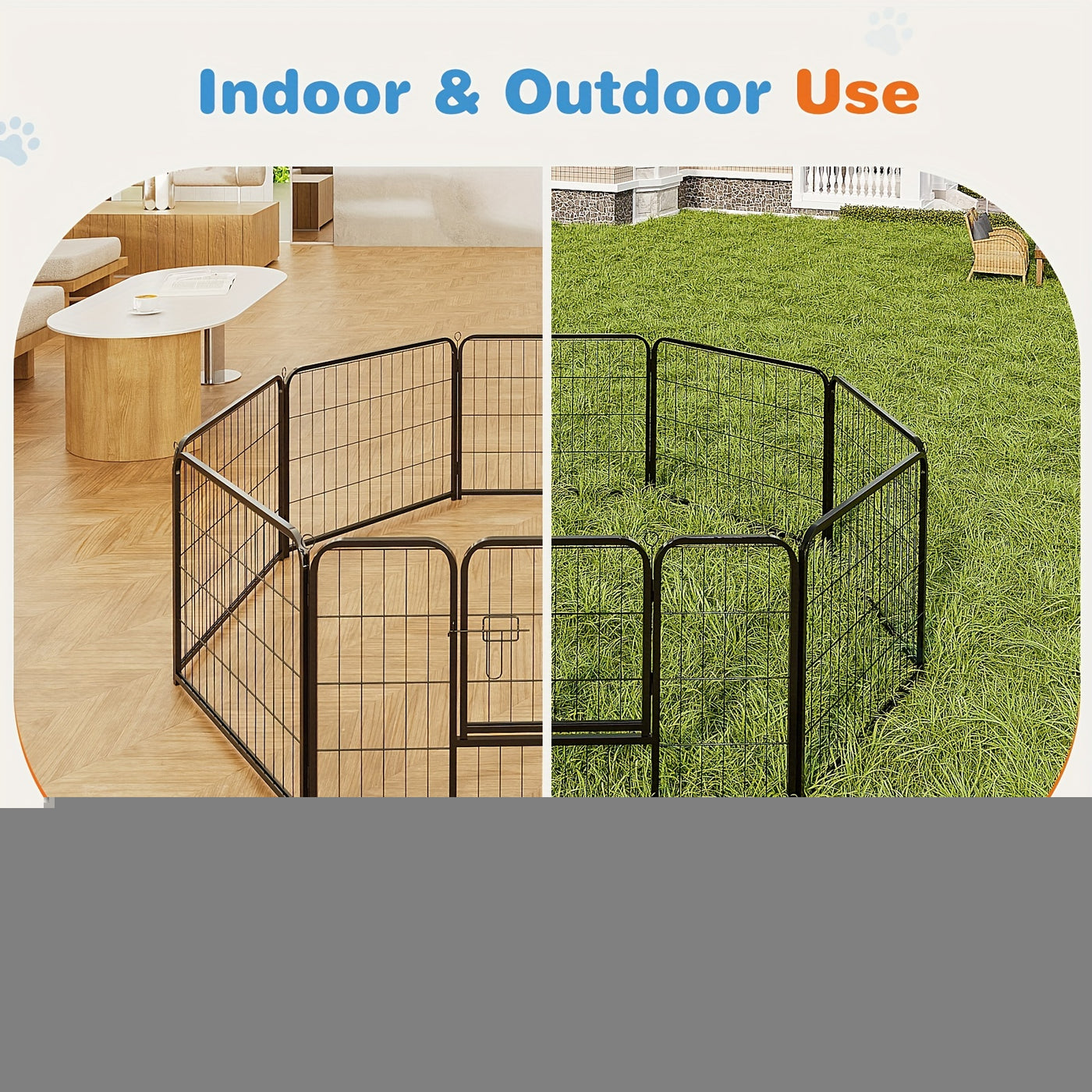 Dog Playpen Pet Exercise Pen 8 or 16 Panel – 24"/32"/40" Indoor Outdoor Puppy Fence for Small Medium Large Dogs, Sturdy Foldable Dog Yard