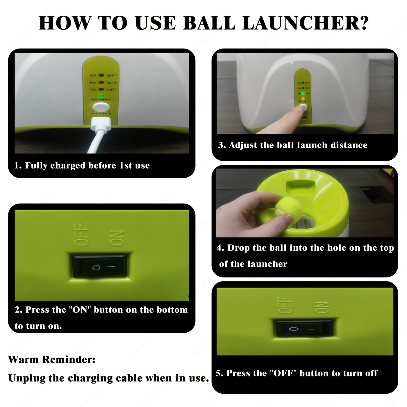 Automatic Dog Ball Launcher with Adjustable 10-30ft Range – Interactive Fetch Toy for Small & Medium Dogs with ETPU Balls & Foldable Water Bowl, Indoor/Outdoor