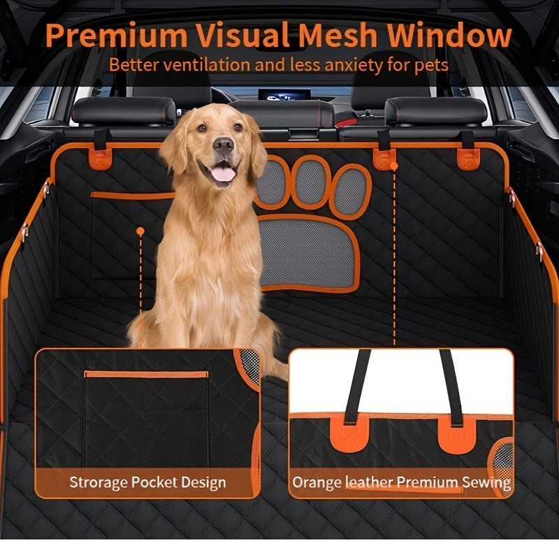 Dog Seat Cover Hammock – Heavy Duty Scratch-Resistant Waterproof Non-Slip Pet Rear Seat Cover for Cars Trucks SUVs, Soft Durable Open Mesh Back Seat Protector for Dogs