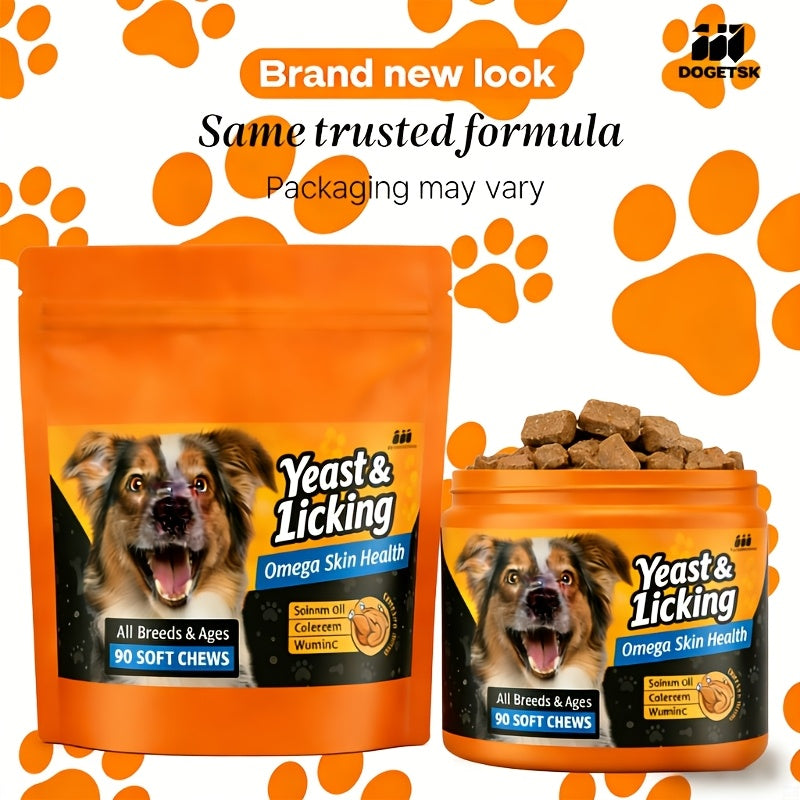 Fish Oil Dog Supplement Chews for Skin & Coat – Chicken Flavor Licking Tablets with Omega-3, 100g, Suitable for Dogs of All Ages