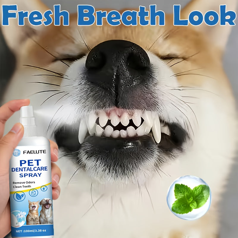Pet Oral Spray for Cats and Dogs – Plant-Based Breath Freshener and Teeth Cleaner Plaque Reducer Dual-Purpose