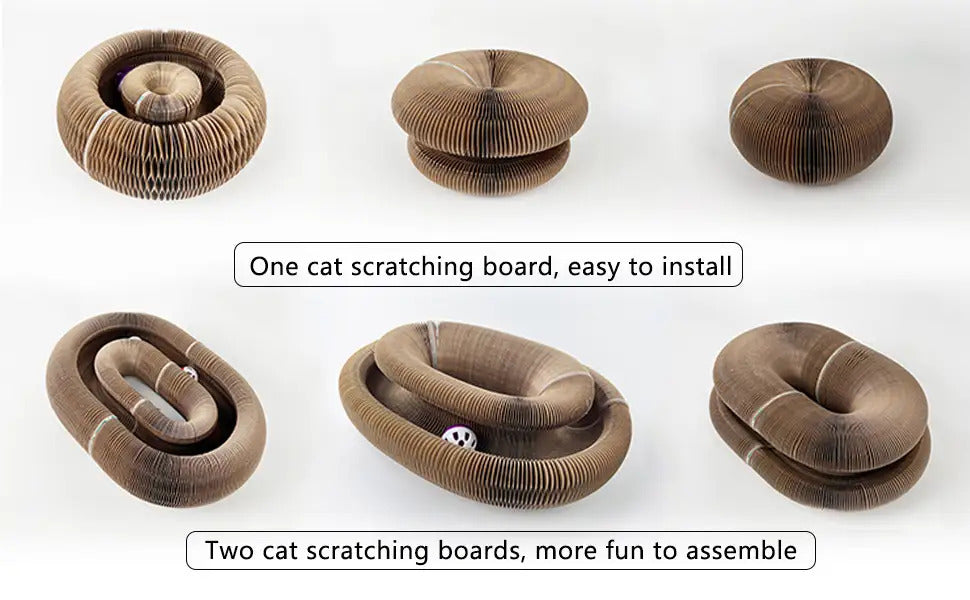Foldable Cat Scratch Board Organ Shape – Multi-Position Cardboard Scratcher with Magnetic Closure, Catnip Compatible, Durable Interactive Cat Toy