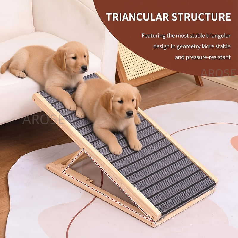 Foldable Pet Ramp Stairs for Sofa & Couch – Adjustable Height 15.75" Compact Dog Cat Ladder for Small & Medium Pets, Barrier-Free Non-Slip Steps