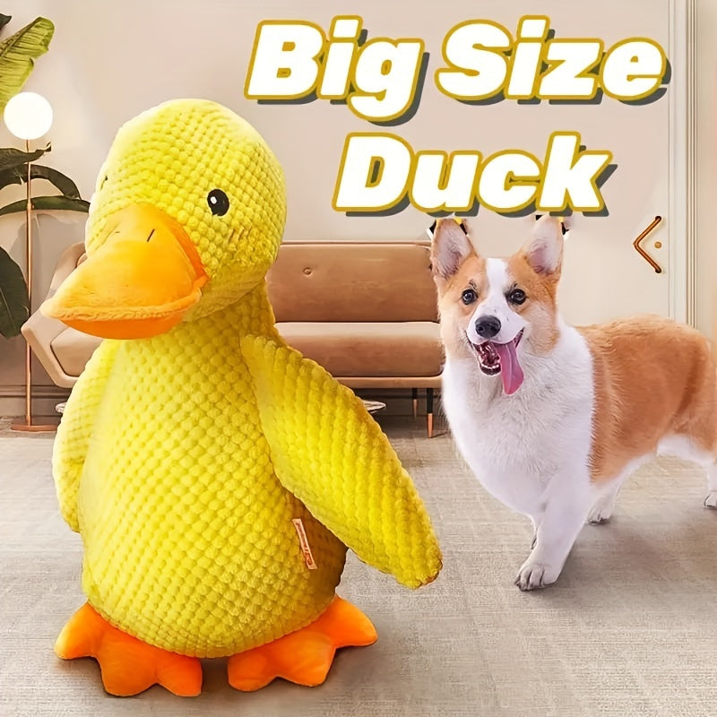 Large Squeaky Plush Duck Dog Toy – Bite-Resistant Soft Chew Toy for Puppies & Large Breed Dogs, Durable Stuffed Animal Teething Toy for Golden Retrievers, Corgis, Pomeranians & All Breeds