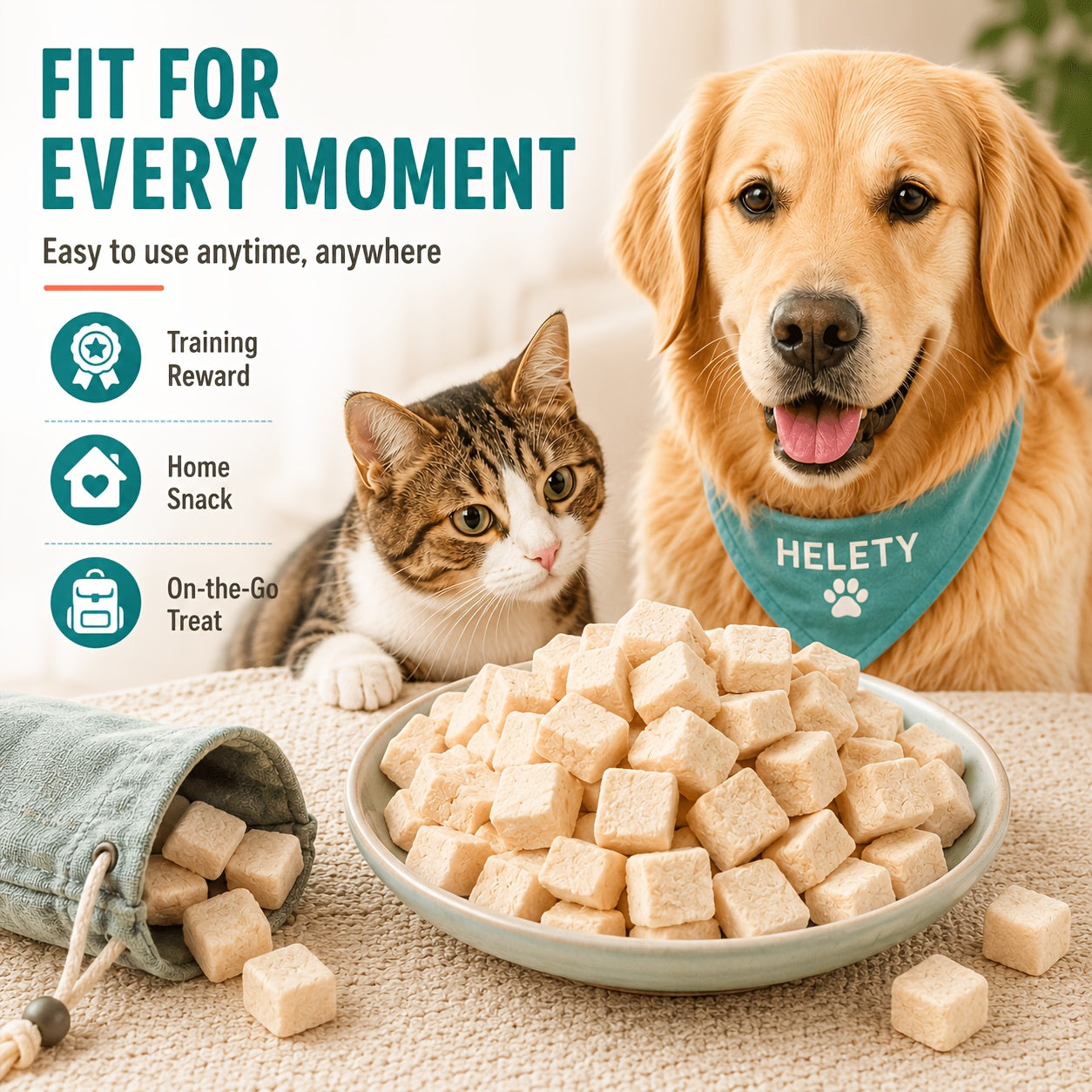 Freeze-Dried Chicken Dog Treats High-Protein Single Ingredient Natural Raw Freeze Dried Treats for Dogs 3.52oz