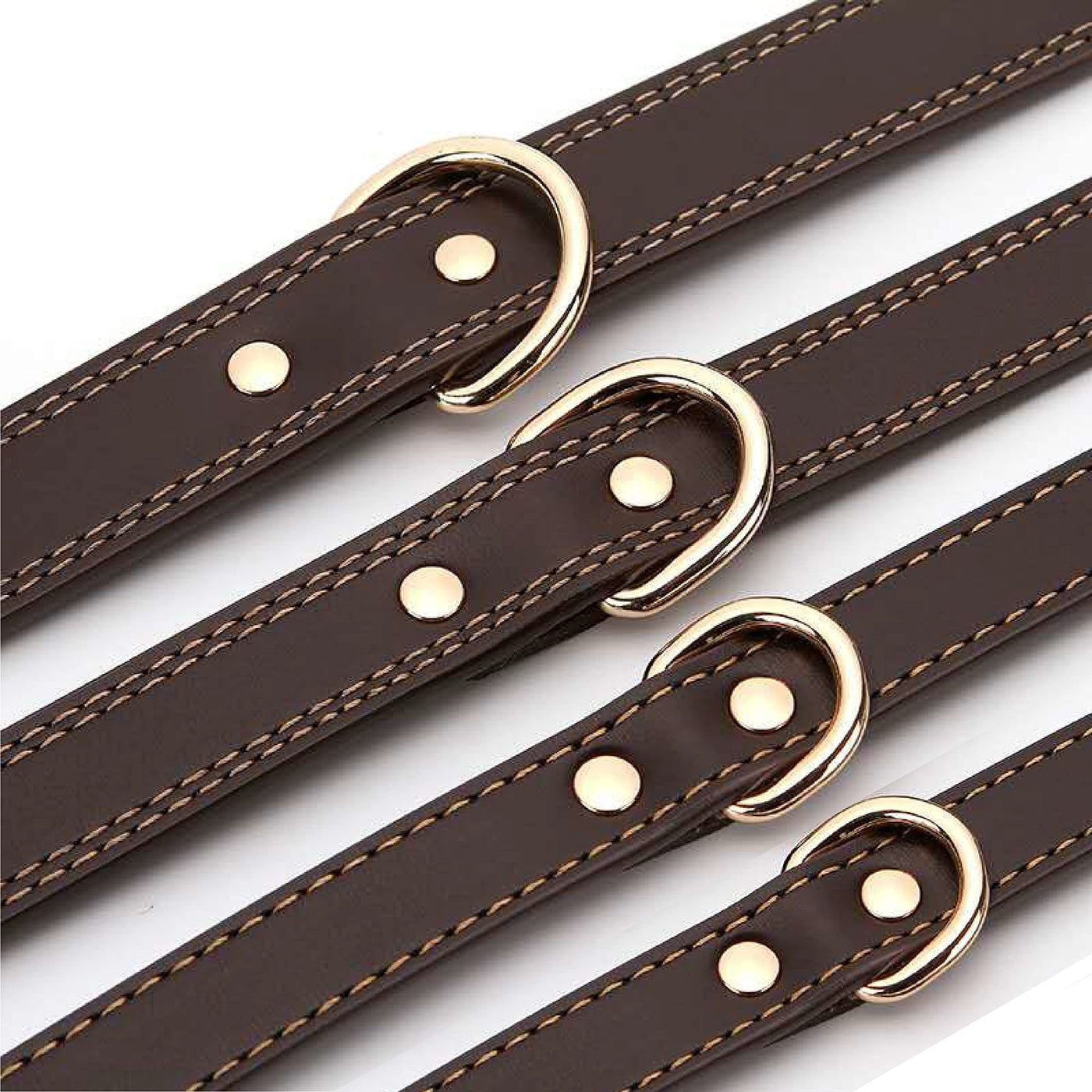 Personalized Dog Collar Custom Engraved Nameplate – Soft Synthetic Leather ID Tag Collar for All Dog Sizes, Adjustable Sizes XS-L, Coffee Brown