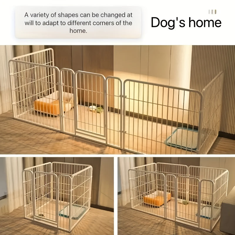 Indoor Dog Playpen with Potty Area & Rest Zone – Stainless Steel Multi-Function Enclosure for Small Medium Dogs, Flexible Layout, Black or White