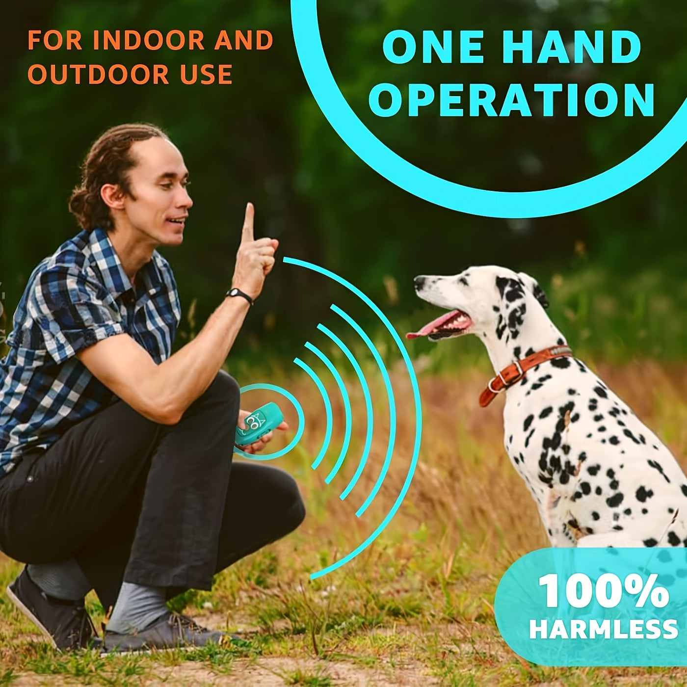 Ultrasonic Anti Barking Device 3-in-1 – Dog Bark Control & Training Tool with 3 Frequency Modes, 16.4Ft Range, Rechargeable LED Light & Wrist Strap | Green, Ginger, Black