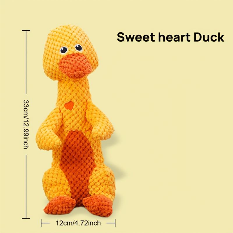 Sweetheart Squeaky Plush Dog Toy – Cute Animal Print Chew & Tug Toy for Aggressive Chewers, Interactive Dog Toy for All Breeds, Duck Deer Frog Styles