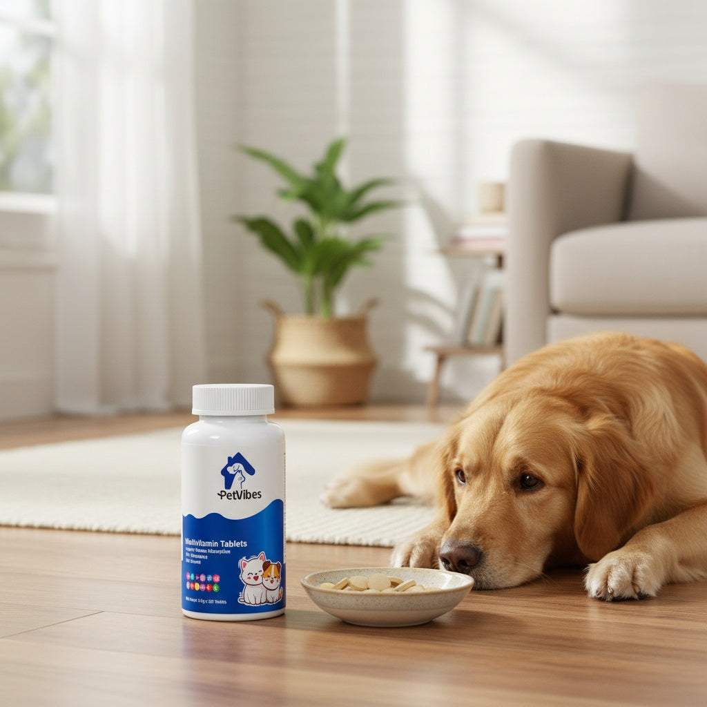 Senior Dog & Cat Multivitamin Supplement – 5-in-1 Amino Acid & Vitamin Formula for Aging Pets, Supports Immunity, Joints, Skin & Coat, Large Bottle