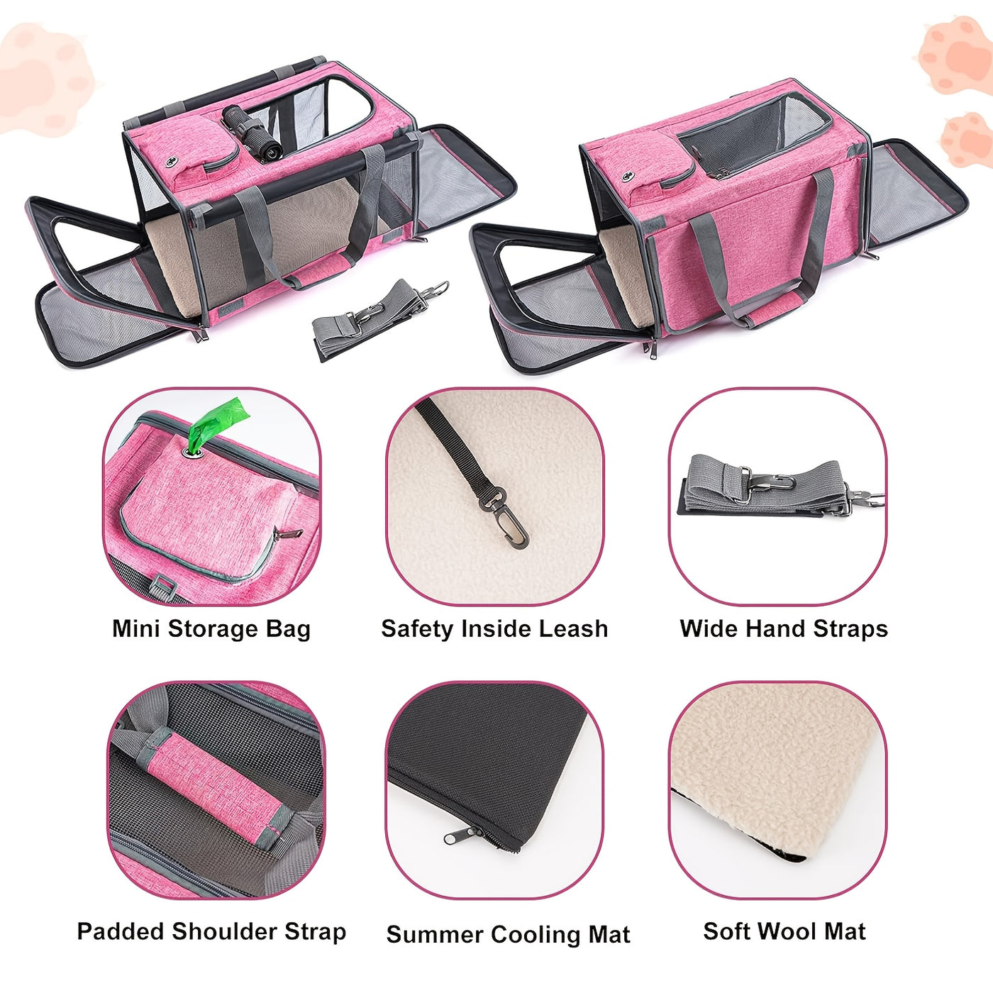 Airline Approved Soft-Sided Pet Carrier for Large Medium Cats & Small Dogs – Breathable Collapsible Travel Bag, Multiple Colors, Optional Combo with Bowls & Pet Glove