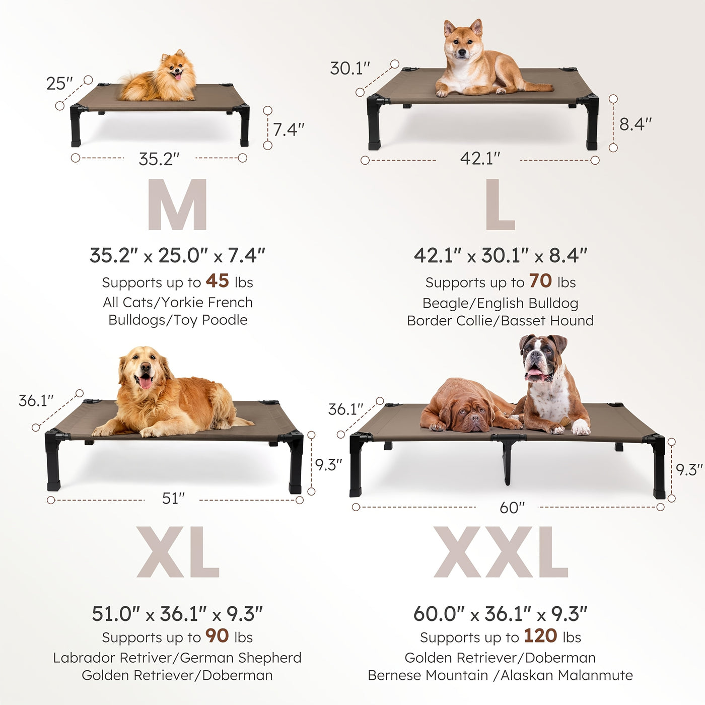 Cooling Elevated Dog Bed – Raised Dog Cot with Washable Breathable Mesh, Metal Frame & No-Slip Feet for Indoor & Outdoor Use