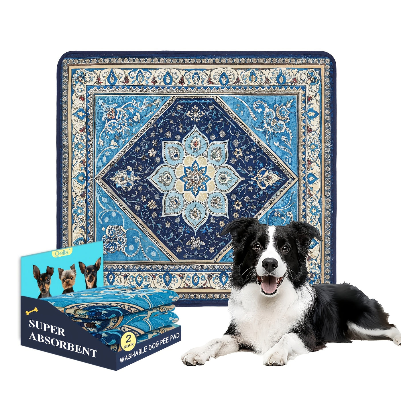 Washable Reusable Dog Pee Pads - Super Absorbent Leakproof Non-Slip Puppy Training Pads for Floor Crate Couch, Multiple Sizes & Patterns, Machine Washable Pet Potty Pads