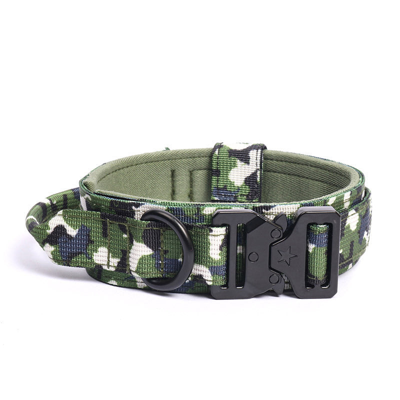 Heavy Duty Tactical Dog Collar with Handle & Quick-Release Metal Buckle - Wide Nylon Collar for Medium & Large Dogs, M/L/XL, Training Outdoor Agility Search Rescue