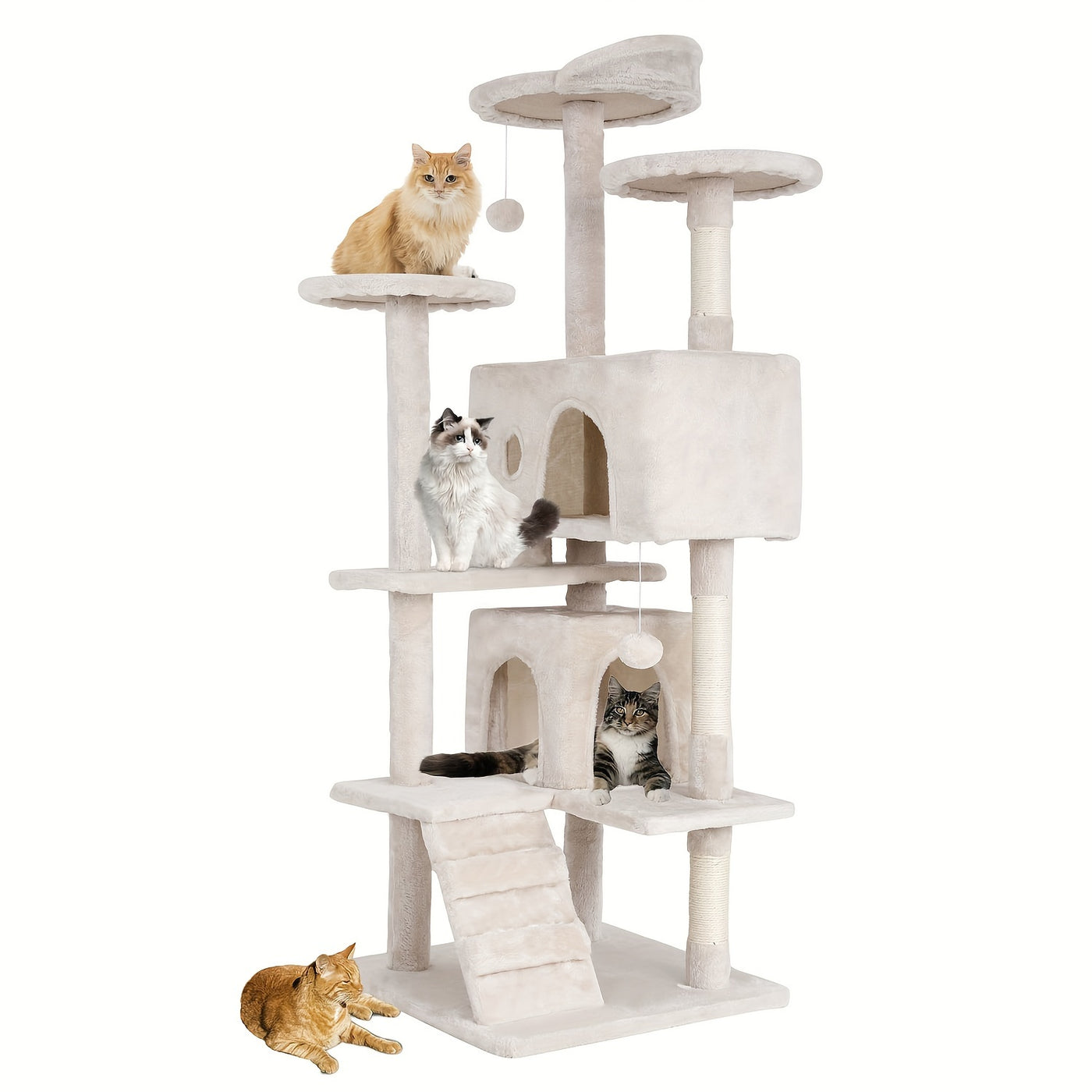Multi-Level Cat Tree Tower with Scratching Post & Cat House - Indoor Cat Activity Center 22/54/60/70 Inch, Cat Climbing Tower for Kittens & Adult Cats, Easy Assembly