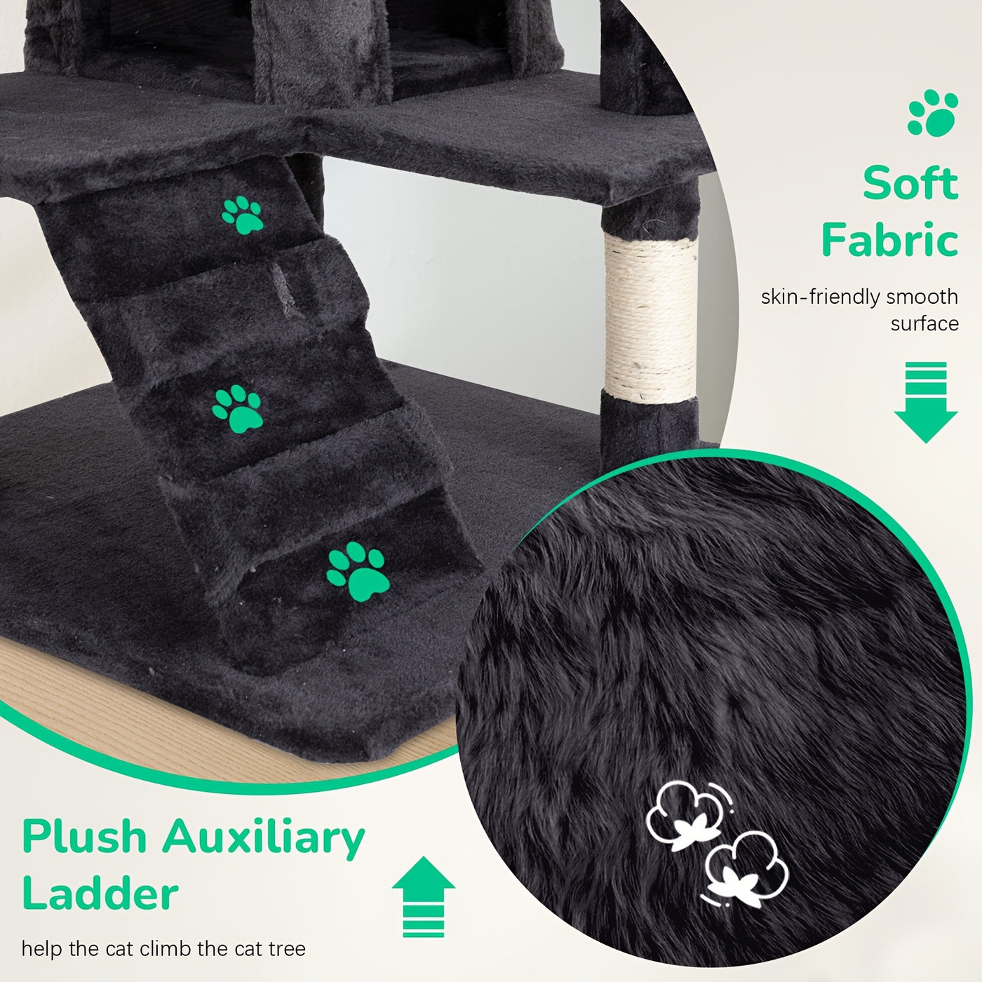 Multi-Level Cat Tree Tower with Scratching Post & Cat House - Indoor Cat Activity Center 22/54/60/70 Inch, Cat Climbing Tower for Kittens & Adult Cats, Easy Assembly
