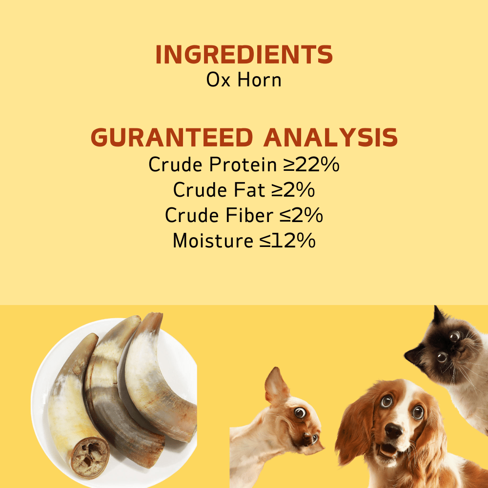 Ox Horn Dog Chews Natural Long Lasting High-Protein Low-Fat Easily Digestible Dog Treat for Small Medium Large Dogs Training Reward 130-150g