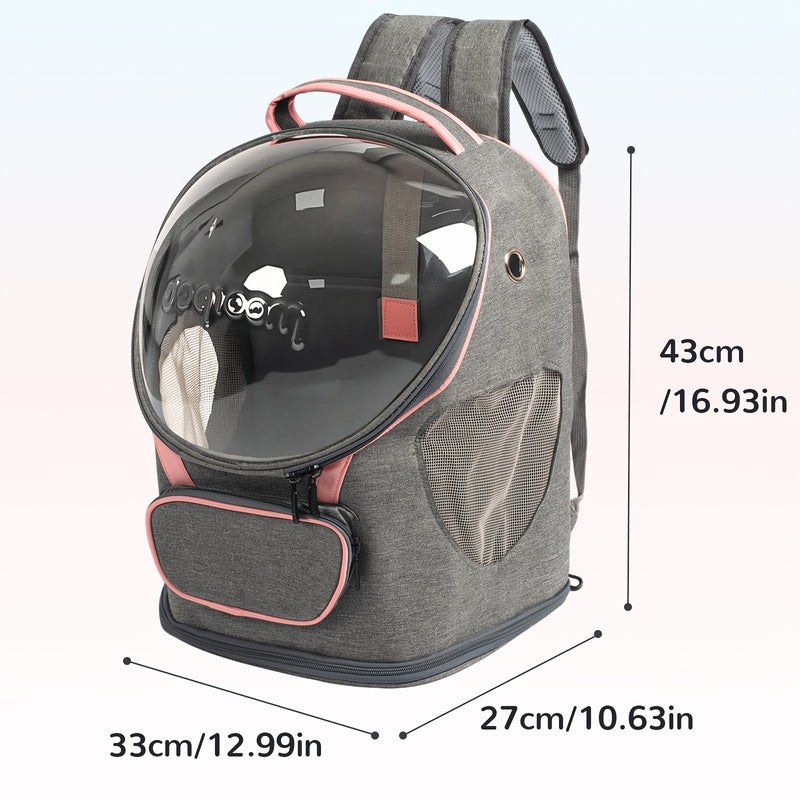 Space Capsule Pet Carrier Backpack – Transparent Breathable Travel Backpack for Cats & Small Dogs, Large Opening Zippered Design, Portable All-Season Pet Outing Bag