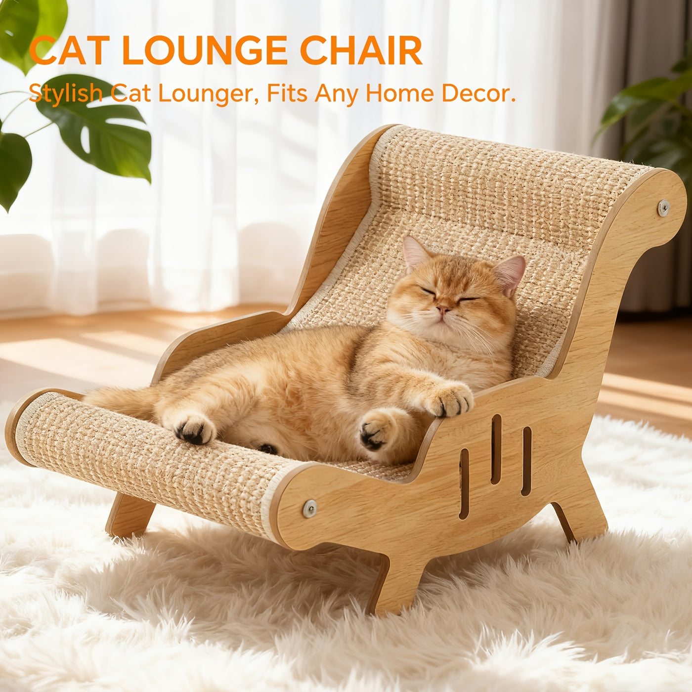 Sisal Rope Cat Scratcher Lounge Chair – Large Cat Sofa Bed with Scratch-Resistant Sisal, Sturdy Frame, Cozy Rest Area for Cats