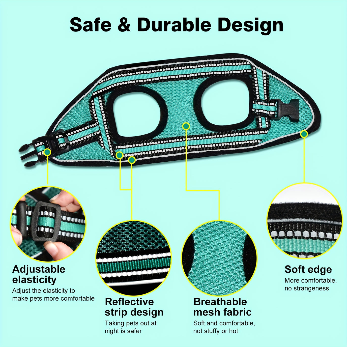 Escape-Proof Cat Harness and Leash Set – Adjustable Soft Mesh Vest with Reflective Strip for Cats & Kittens, Safe Outdoor Walking Gear, Multiple Colors & Sizes