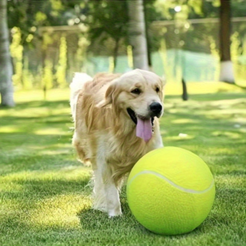 Large Tennis Ball Pet Toy 2 Pack with Air Pump - Durable Chew-Resistant Dental Ball for Cats & Dogs Interactive Play & Teeth Cleaning